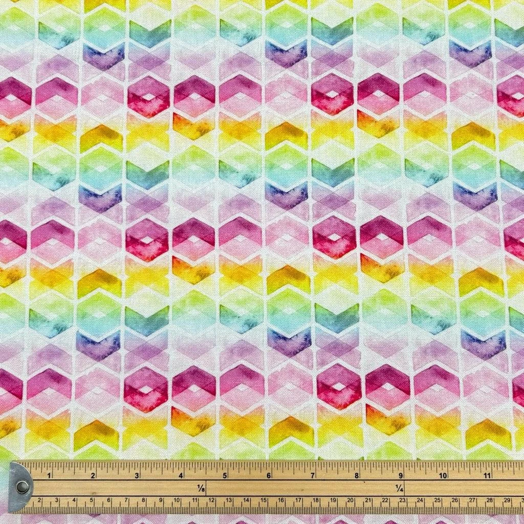 Little Johnny Rainbow Geometric Designs Linen Mix Fabric 2 Little Johnny Rainbow Geometric Designs Linen Mix Fabric - Image 2