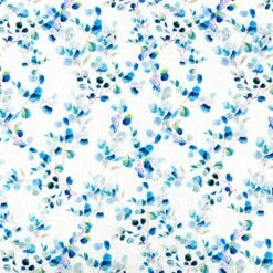 Blue Blossoming Branches Linen Blend Fabric - Premium Linen Cotton Mix