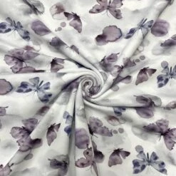 Butterfly Print Organic Cotton Jersey Fabric - Soft White Stretch Material -Pound Fabrics Sale Store 435CE6BA 3A17 4BE8 87DC BF21DDC083B2