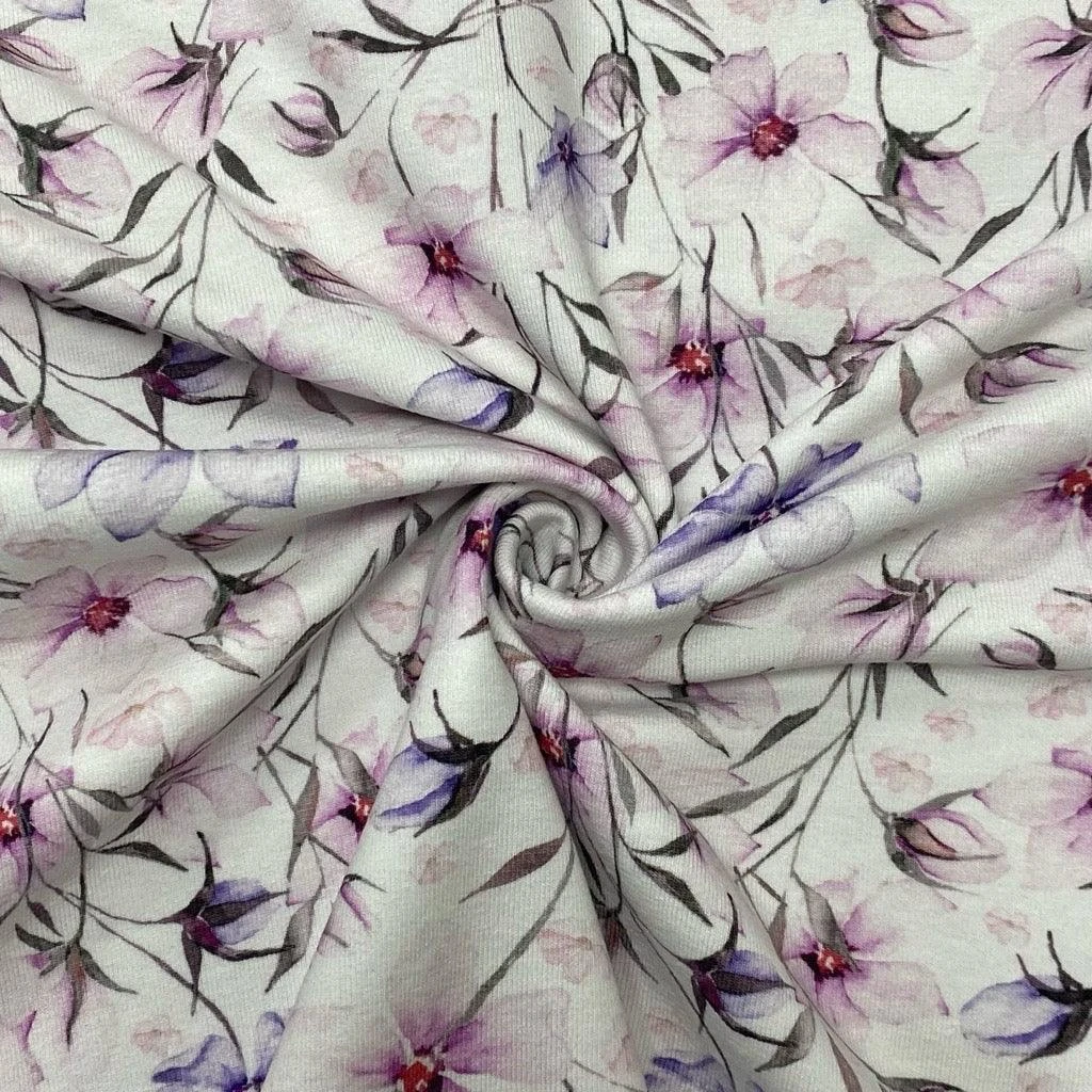 Winter Floral Organic Cotton Jersey Fabric - Soft 4-Way Stretch 4 Winter Floral Organic Cotton Jersey Fabric - Soft 4-Way Stretch - Image 4