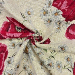 Floral Tapestry Fabric with Daisies and Poppies - Durable Curtain & Upholstery Material -Pound Fabrics Sale Store 43B20EEF 2F18 4575 B32F 73EF0D8FAF23