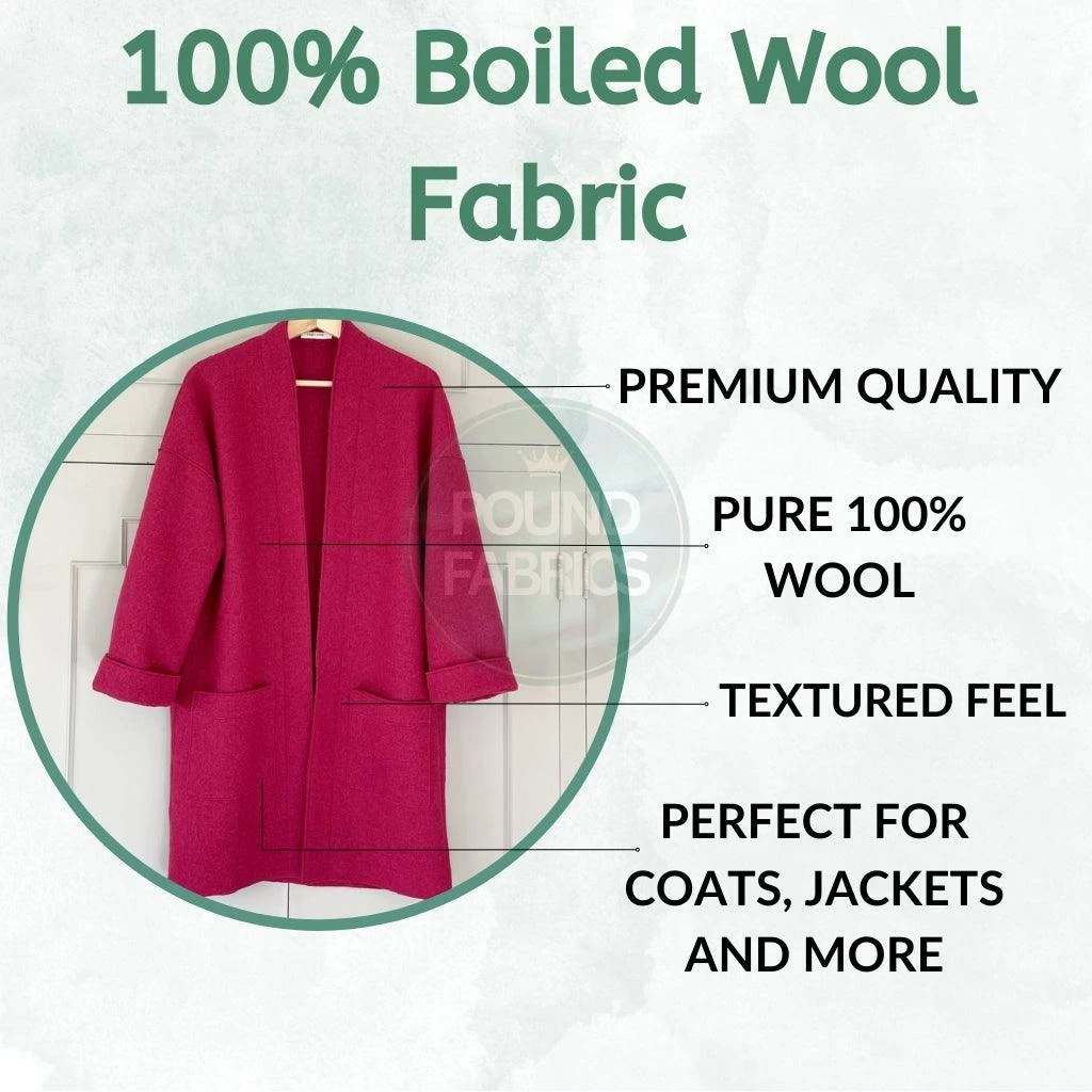 John Louden Plain 100% Boiled Wool Fabric - Full 15m Bolt 2 John Louden Plain 100% Boiled Wool Fabric - Full 15m Bolt - Image 2