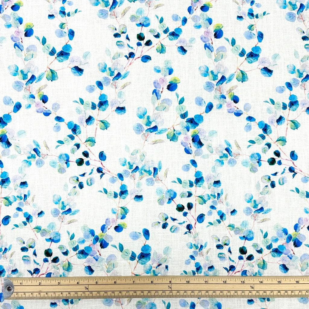 Blue Blossoming Branches Linen Blend Fabric - Premium Linen Cotton Mix 3 Blue Blossoming Branches Linen Blend Fabric - Premium Linen Cotton Mix - Image 3