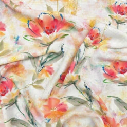 Soft Blossoms Linen Look Viscose Fabric -Pound Fabrics Sale Store 45C3AEA9 841D 4245 A469 BE94D77D4C14