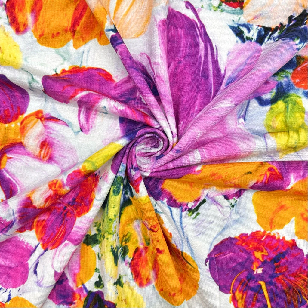 Pastel Garden Floral Viscose Jersey Fabric - Premium 220gsm Soft Stretch Material 2 Pastel Garden Floral Viscose Jersey Fabric - Premium 220gsm Soft Stretch Material - Image 2