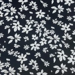 Floral Viscose Challis Fabric - Scattered White Flowers - 142cm Wide -Pound Fabrics Sale Store 462D9686 56E4 42B8 AC49 B2B70A5AE8F5