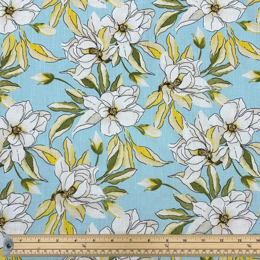 Tropical Floral Cotton Linen Blend Fabric - Premium Summer Apparel Material 2 Tropical Floral Cotton Linen Blend Fabric - Premium Summer Apparel Material - Image 2