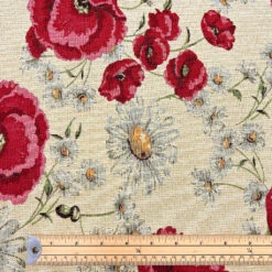 Floral Tapestry Fabric with Daisies and Poppies - Durable Curtain & Upholstery Material -Pound Fabrics Sale Store 48D518D9 B93D 4B92 9281 F85A9DA6C239