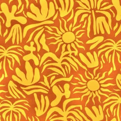 Tropical Palm Print Viscose Poplin Fabric - Lightweight Rayon for Summer Apparel