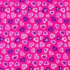 Premium Pink Anti Pill Polar Fleece Fabric - Blue and White Heart Print