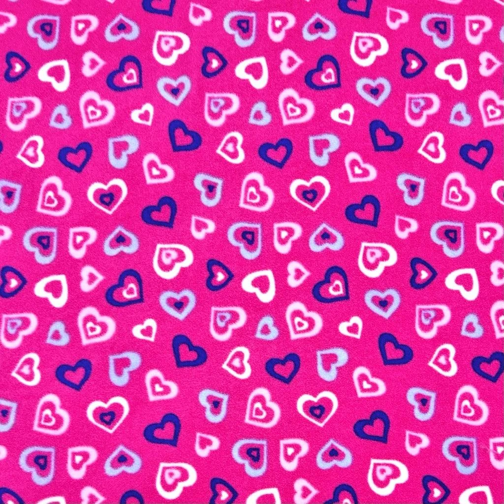 Premium Pink Anti Pill Polar Fleece Fabric - Blue and White Heart Print 1 Premium Pink Anti Pill Polar Fleece Fabric - Blue and White Heart Print