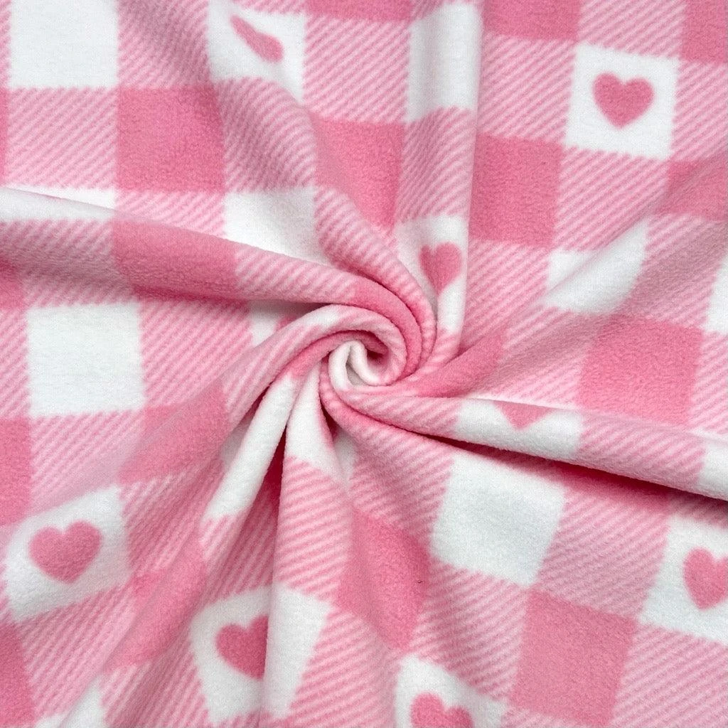 Hearts In Squares Checkered Anti Pill Polar Fleece Fabric 4 Hearts In Squares Checkered Anti Pill Polar Fleece Fabric - Image 4