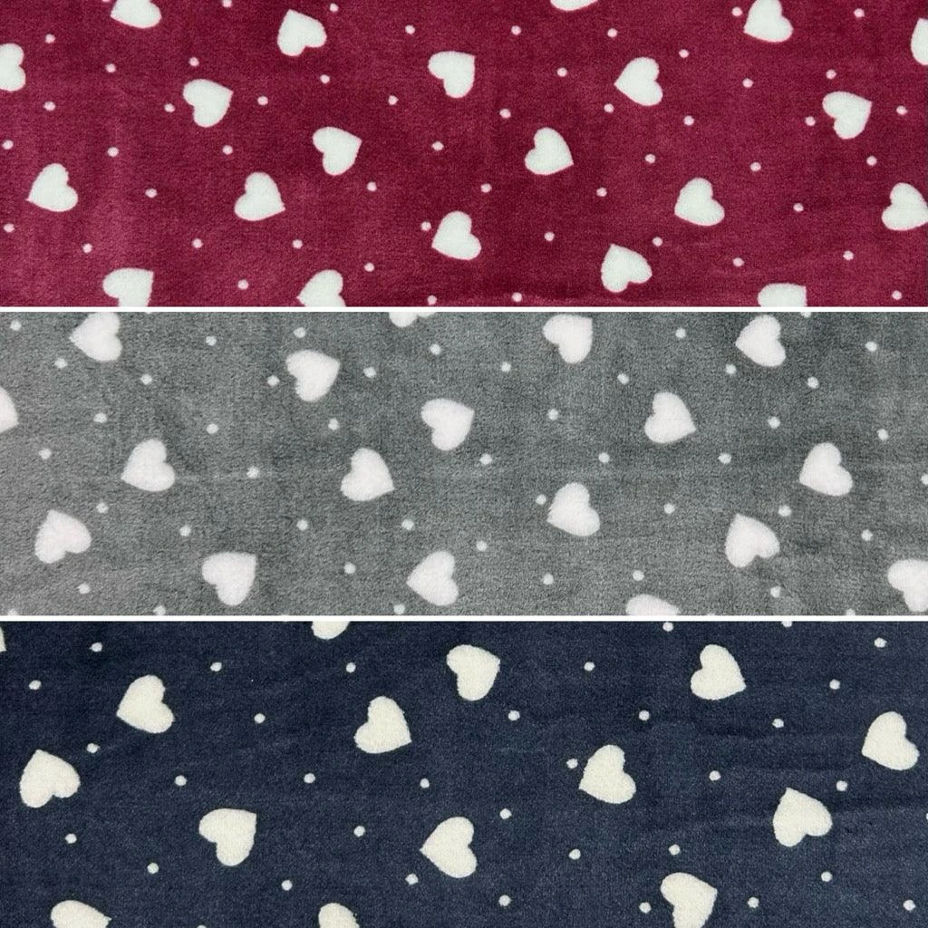 Ultra Soft Hearts and Dots Cuddle Fleece Fabric - 280gsm 1 Ultra Soft Hearts and Dots Cuddle Fleece Fabric - 280gsm