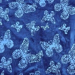 John Louden Large and Small Butterflies Print Cotton Batik Fabric - Navy