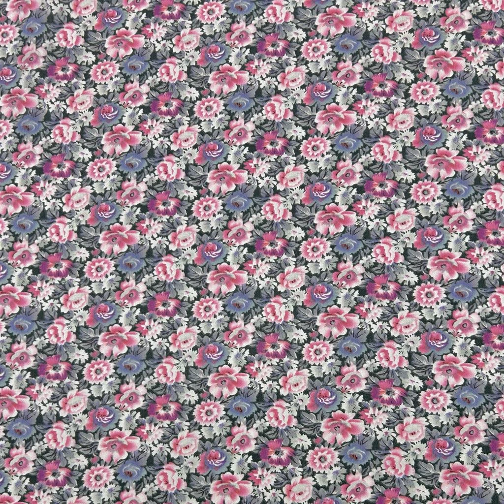 Pink and Purple Floral Crepe Fabric - Lightweight Polyester Dressmaking Material 1 Pink and Purple Floral Crepe Fabric - Lightweight Polyester Dressmaking Material