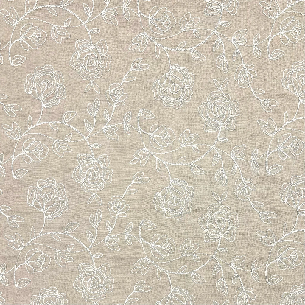 Flower Branches Embroidered Linen Viscose Blend Fabric 5 Flower Branches Embroidered Linen Viscose Blend Fabric - Image 5