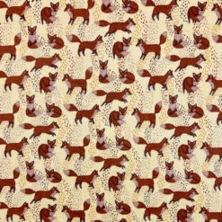 Fox Print Flat Double Gauze 100% Cotton Fabric