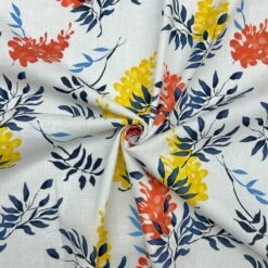 Floral Botanical Cotton Linen Fabric - Multicoloured Summer Dressmaking Material -Pound Fabrics Sale Store 55083E7A 8678 444D B634 7BD5B4BE2670