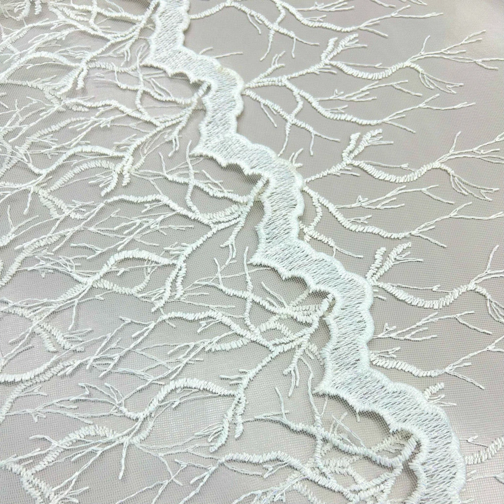 Premium Shimmer Lace Embroidery Voile Curtain Fabric - 108" Width 4 Premium Shimmer Lace Embroidery Voile Curtain Fabric - 108" Width - Image 4