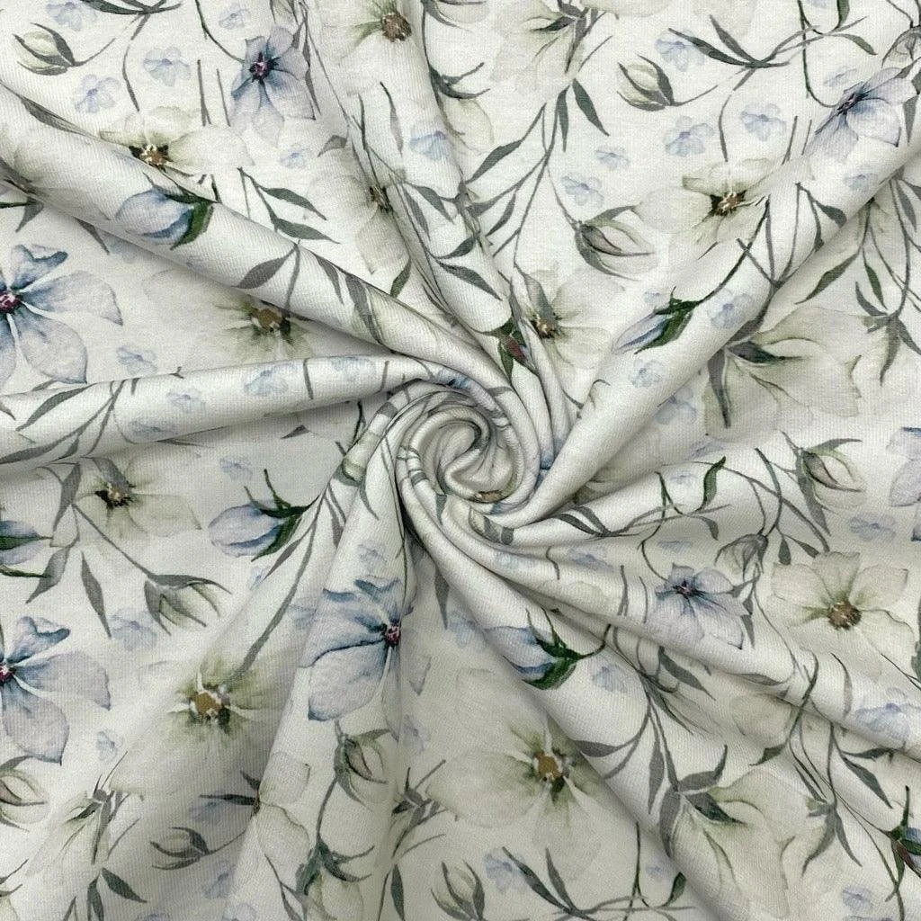 Winter Floral Organic Cotton Jersey Fabric - Soft 4-Way Stretch 3 Winter Floral Organic Cotton Jersey Fabric - Soft 4-Way Stretch - Image 3