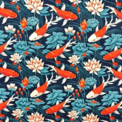 Rose & Hubble Floating Garden Cotton Poplin Fabric - Fish & Floral Print