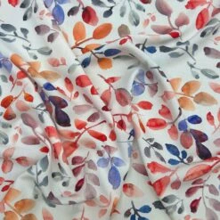 Multicoloured Leaves Viscose Challis Fabric for Summer Apparel -Pound Fabrics Sale Store 592A4D6F 6940 40C1 9789 061E134B6D6E
