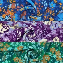Blossoming Floral Polyester Crepe Fabric for Dressmaking and Tops