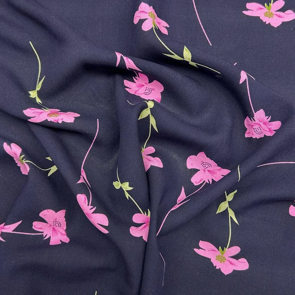 Falling Flowers Viscose Challis Fabric - Premium Floral Print Dressmaking Material 4 Falling Flowers Viscose Challis Fabric - Premium Floral Print Dressmaking Material - Image 4