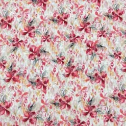 Floral Viscose Challis Fabric - Pink & Red Digital Print Rayon