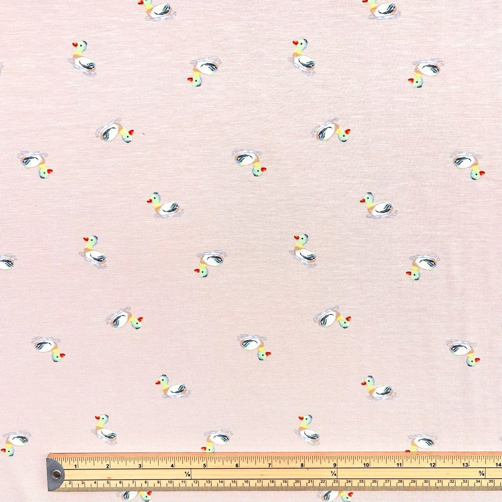 Little Quacks Bamboo Cotton Jersey Fabric - Duck Print Oeko-Tex 2 Little Quacks Bamboo Cotton Jersey Fabric - Duck Print Oeko-Tex - Image 2