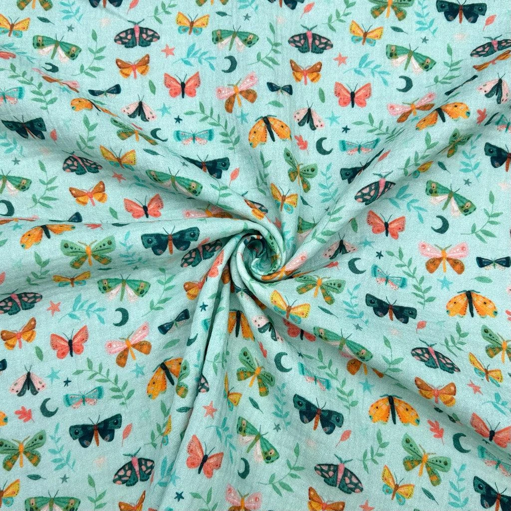 Multicolour Butterfly Print Double Gauze Cotton Muslin Fabric 4 Multicolour Butterfly Print Double Gauze Cotton Muslin Fabric - Image 4