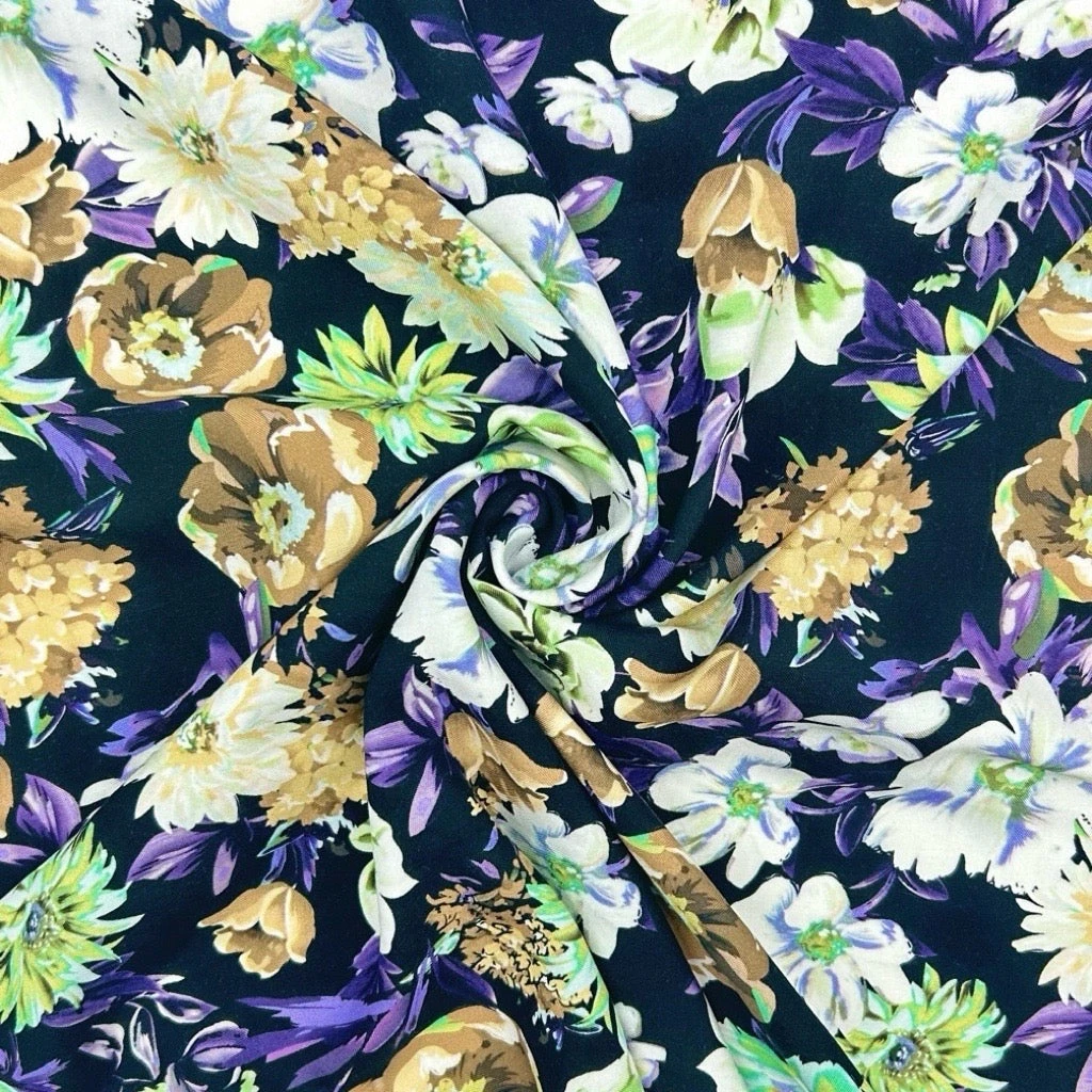Floral Viscose Challis Fabric - Vibrant Blooms Digital Print Rayon 8 Floral Viscose Challis Fabric - Vibrant Blooms Digital Print Rayon - Image 8