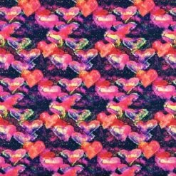 Neon Hearts Cotton Jersey Fabric