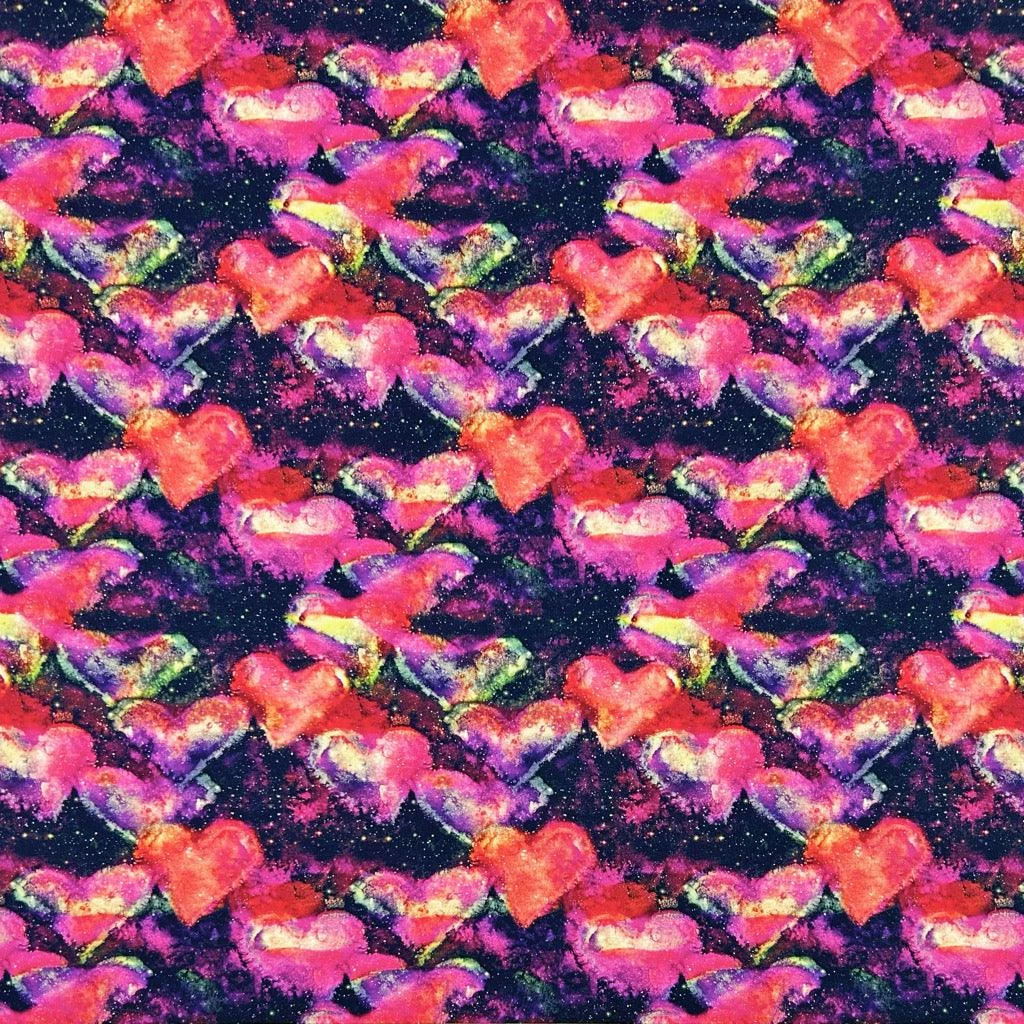 Neon Hearts Cotton Jersey Fabric 1 Neon Hearts Cotton Jersey Fabric