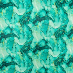 Faux Silk Fabric - Funky Waves Abstract Print - Lightweight 70gsm