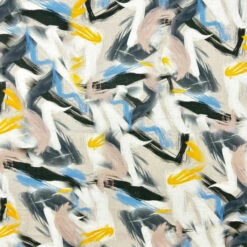 Abstract Print Cotton Linen Blend Fabric - Lightweight & Breathable