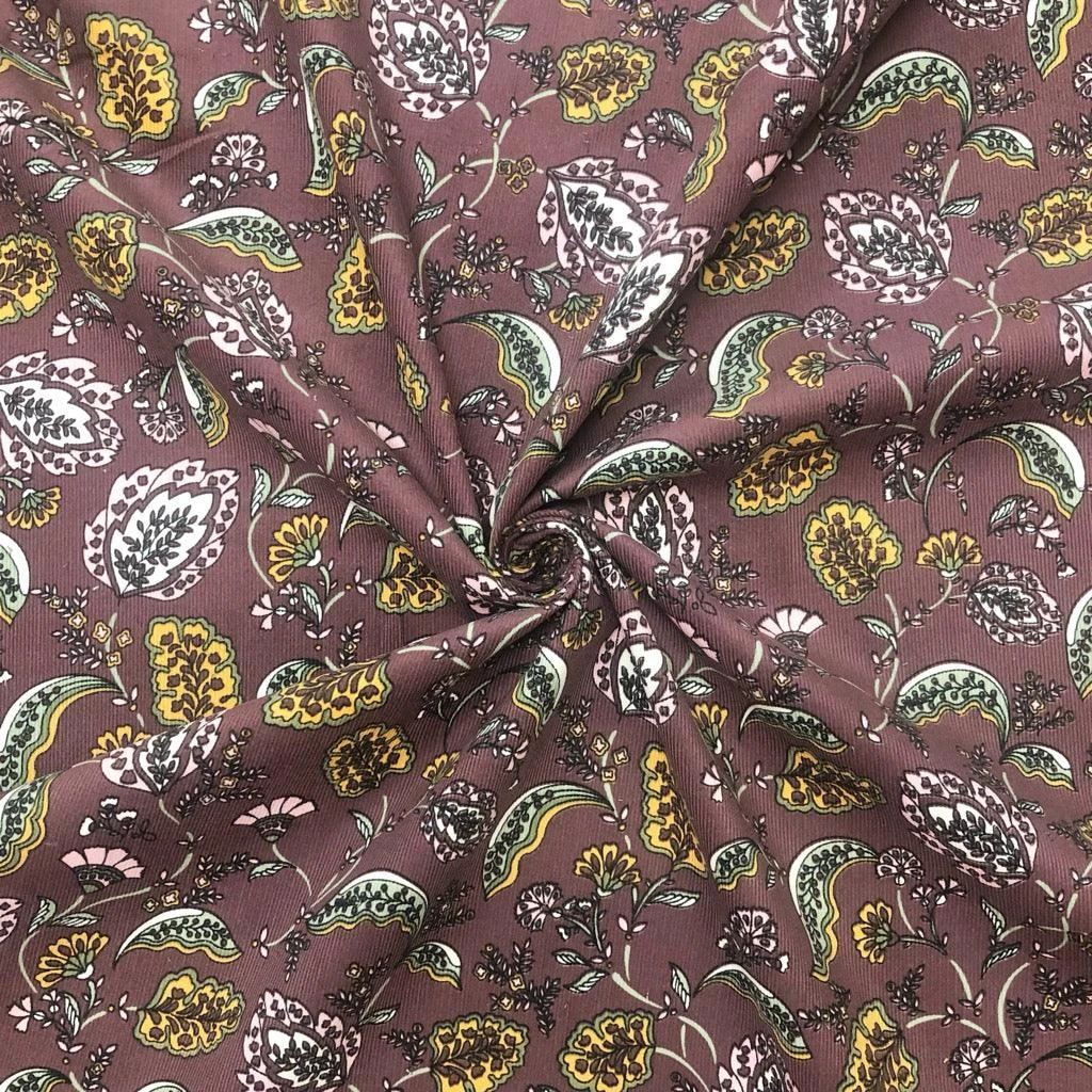 Floral Needlecord Fabric - 100% Cotton Oeko-Tex Certified Material 3 Floral Needlecord Fabric - 100% Cotton Oeko-Tex Certified Material - Image 3