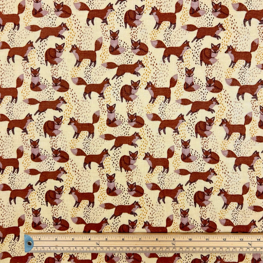 Fox Print Flat Double Gauze 100% Cotton Fabric 2 Fox Print Flat Double Gauze 100% Cotton Fabric - Image 2