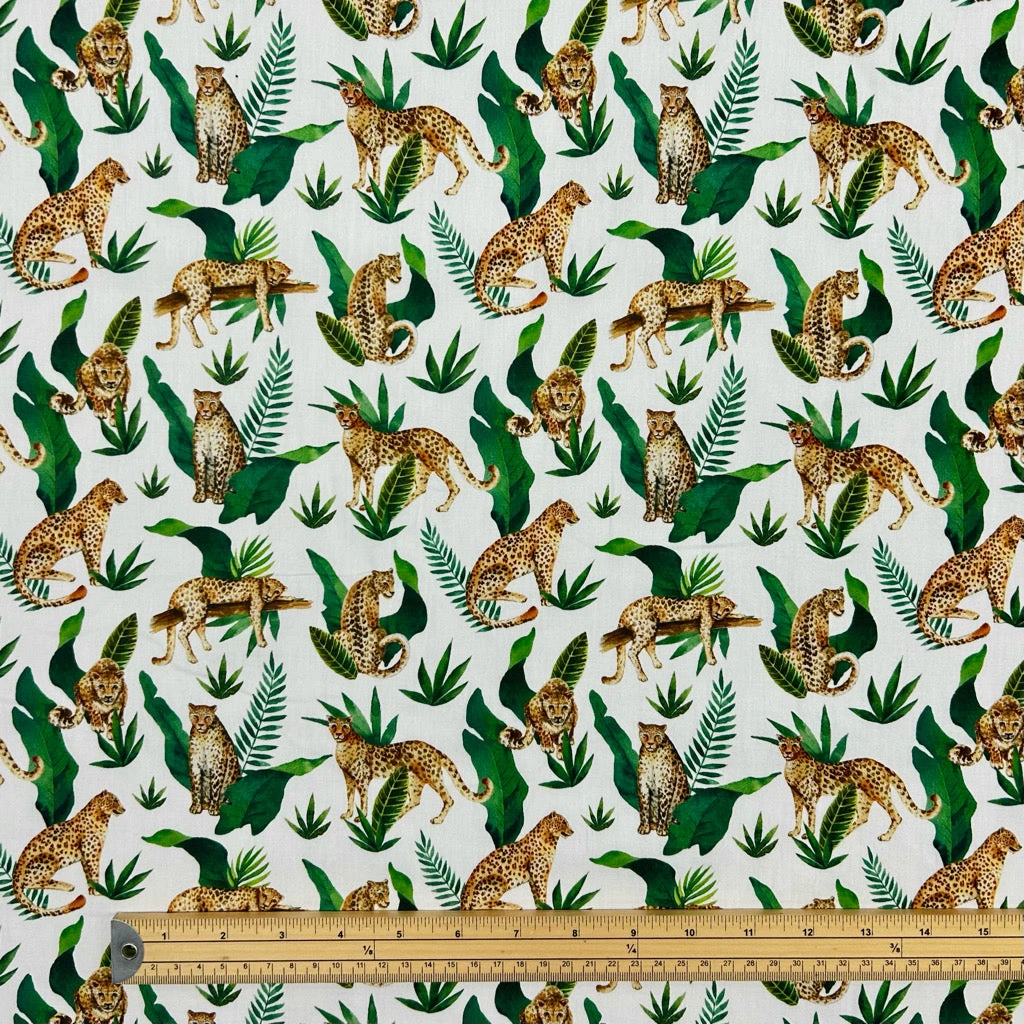 Leafy Leopard Print 100% Cotton Poplin Fabric for Dressmaking & Quilting 2 Leafy Leopard Print 100% Cotton Poplin Fabric for Dressmaking & Quilting - Image 2