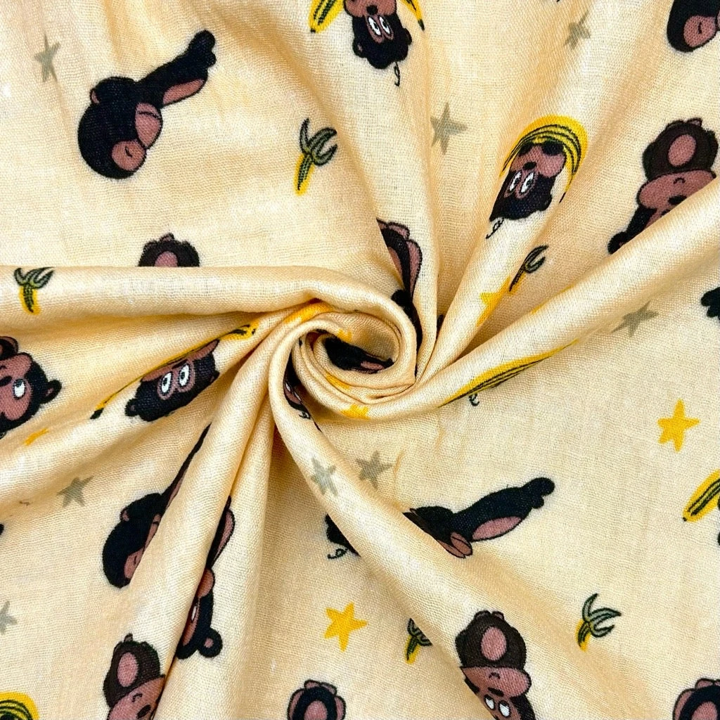 Monkey Print Double Gauze 100% Cotton Fabric for Baby & Apparel 6 Monkey Print Double Gauze 100% Cotton Fabric for Baby & Apparel - Image 6