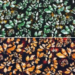 Leaf Print Viscose Twill Fabric - Premium Soft Drape Dressmaking Material