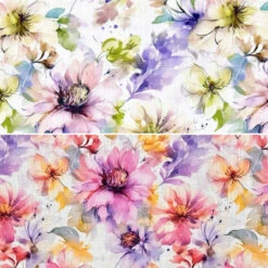 Floral Linen Viscose Blend Fabric for Summer Dressmaking