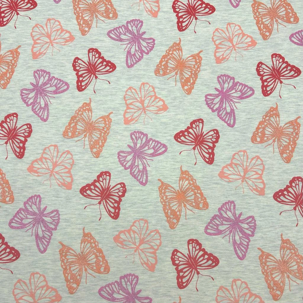 Glitter Butterfly Melange Cotton Jersey Fabric - Premium 4-Way Stretch Sewing Material 5 Glitter Butterfly Melange Cotton Jersey Fabric - Premium 4-Way Stretch Sewing Material - Image 5