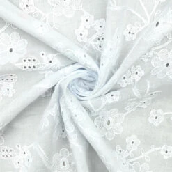 Floral Embroidered 100% Cotton Fabric - Breathable Summer Dressmaking Material -Pound Fabrics Sale Store 67ED4156 2566 4E85 9A05 C7D2D62CCA64