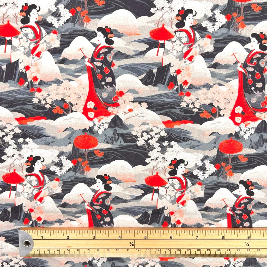 Rose & Hubble Geisha's Paradise Cotton Poplin Fabric 2 Rose & Hubble Geisha's Paradise Cotton Poplin Fabric - Image 2