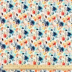 Orange and Midnight Floral Linen Cotton Blend Fabric - 137cm -Pound Fabrics Sale Store 6DCD4895 E1B0 43BA A06A 5BC2D12EF7E8
