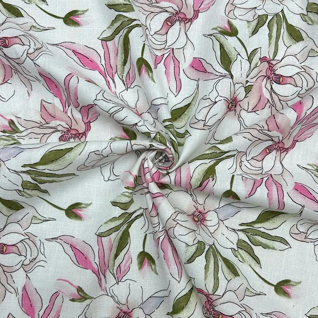 Tropical Floral Cotton Linen Blend Fabric - Premium Summer Apparel Material 6 Tropical Floral Cotton Linen Blend Fabric - Premium Summer Apparel Material - Image 6