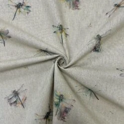 Dragonfly Digital Linen Look Polycotton Fabric for Curtains & Dressmaking