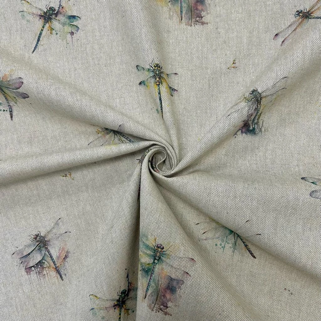 Dragonfly Digital Linen Look Polycotton Fabric for Curtains & Dressmaking 1 Dragonfly Digital Linen Look Polycotton Fabric for Curtains & Dressmaking