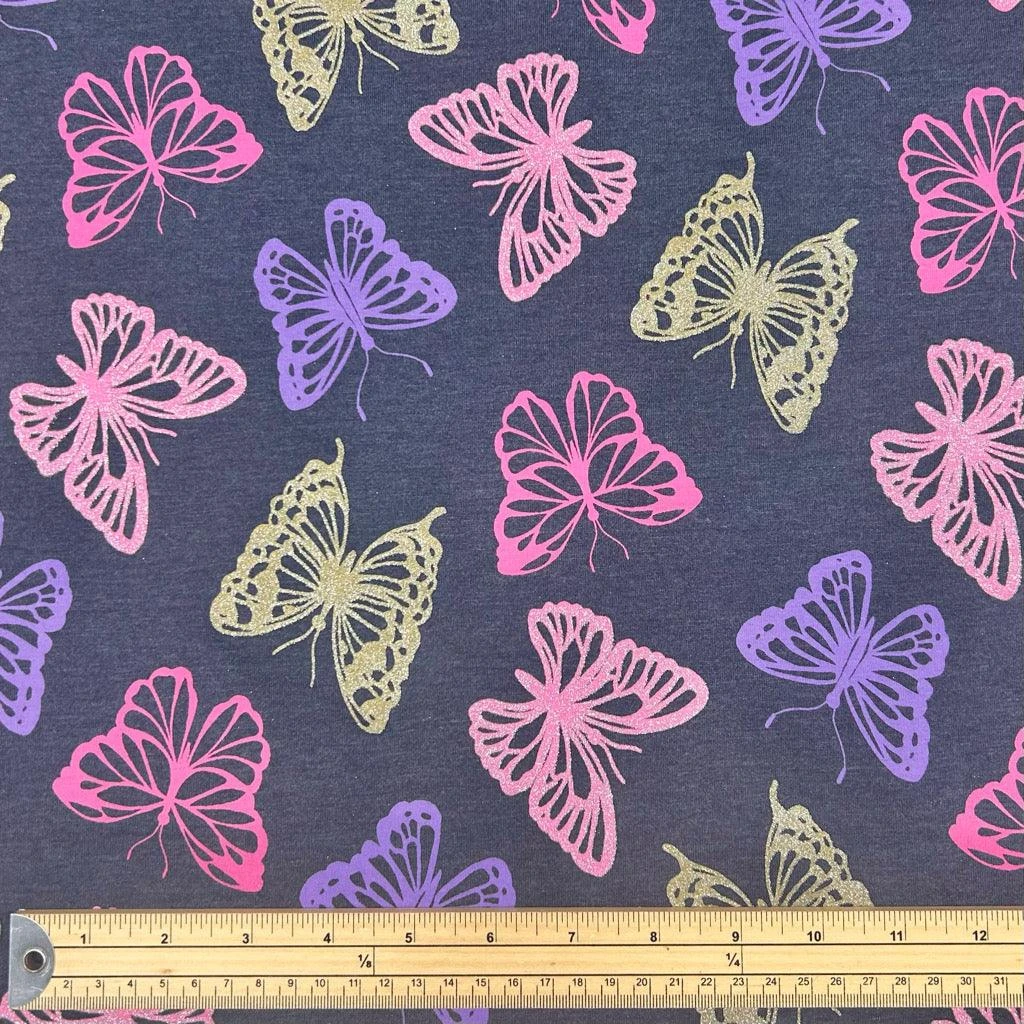 Glitter Butterfly Melange Cotton Jersey Fabric - Premium 4-Way Stretch Sewing Material 3 Glitter Butterfly Melange Cotton Jersey Fabric - Premium 4-Way Stretch Sewing Material - Image 3